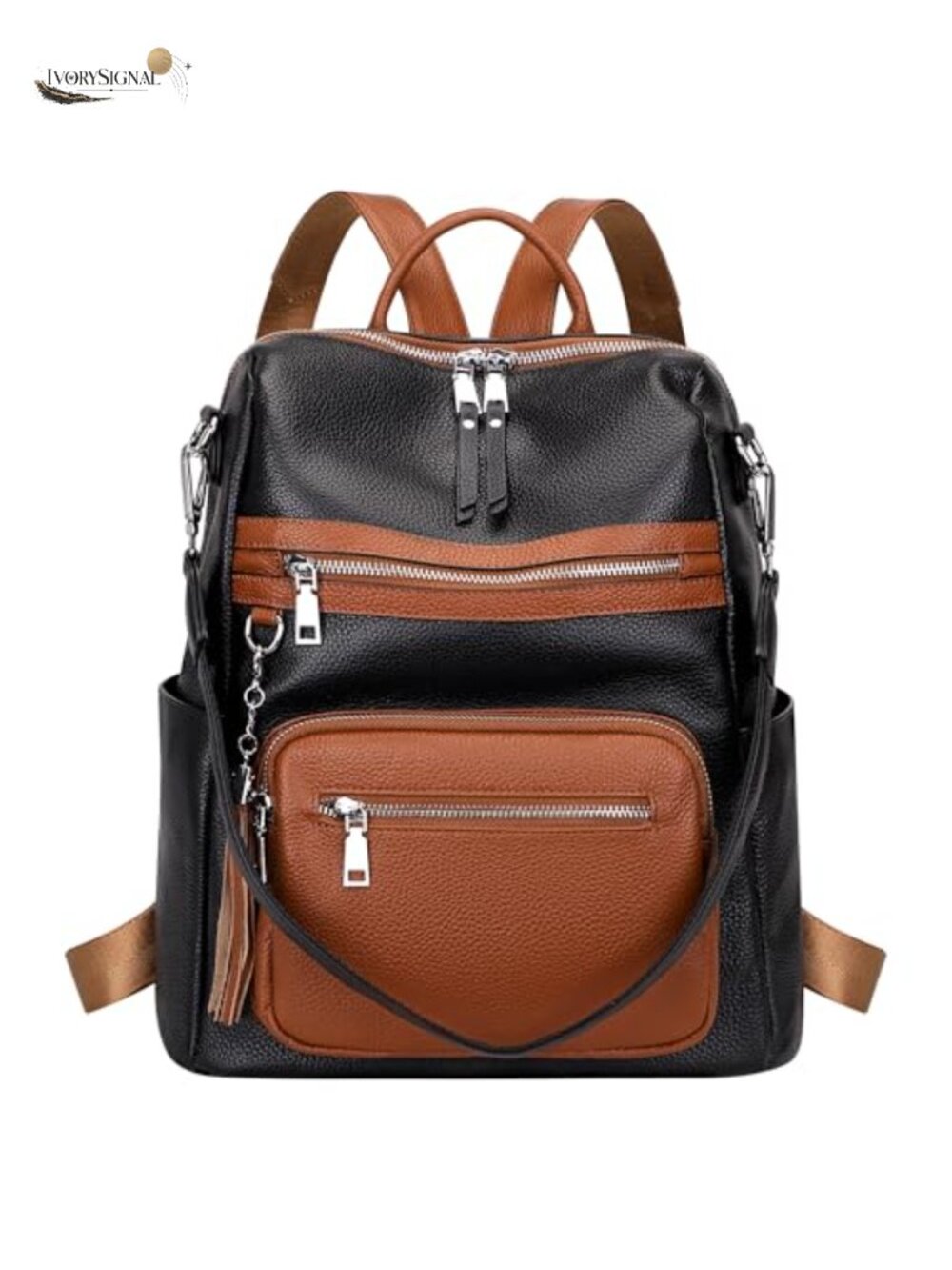 Genuine Leather Convertible Backpack for Women with Laptop Compartment